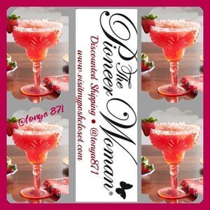 🦋 New Pioneer Woman Sunny Days 17-Ounce Tritan Margarita Glass, Coral, Set of 4